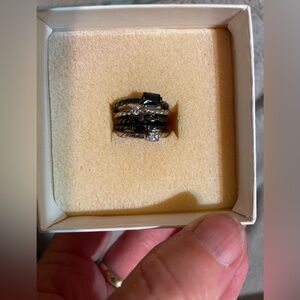 Premier Silver and Black Women's Ring Set